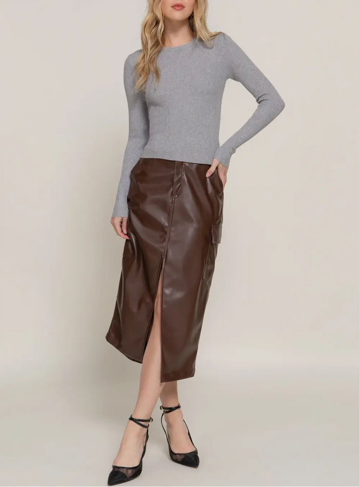 Alissa Grey Ribbed Sweater Top