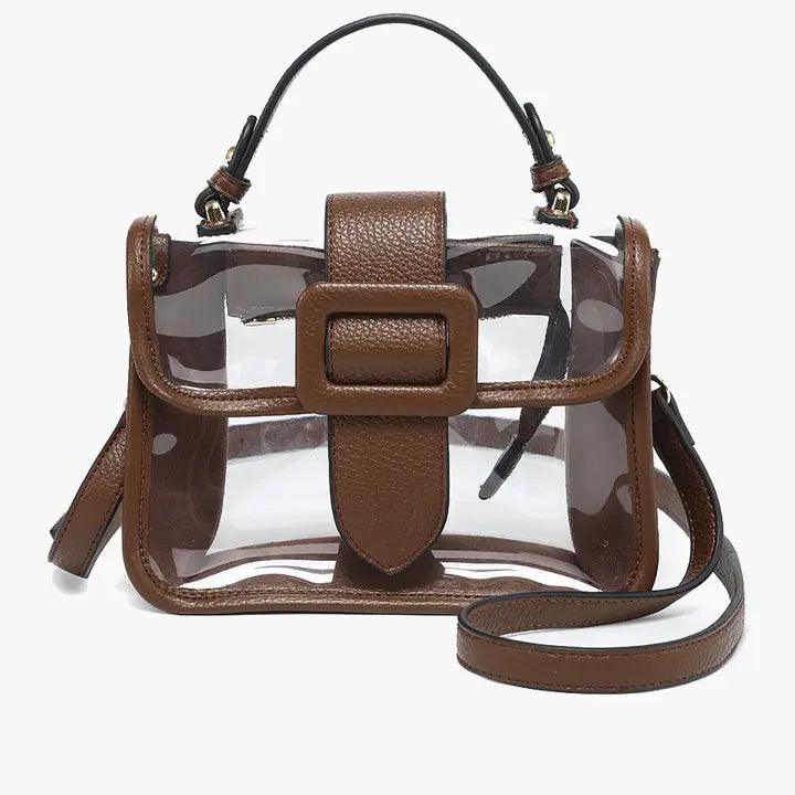 Toni Brown Clear Crossbody Bag