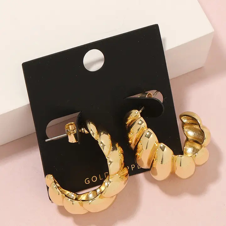 Gold Dipped Croissant Hoop Earrings