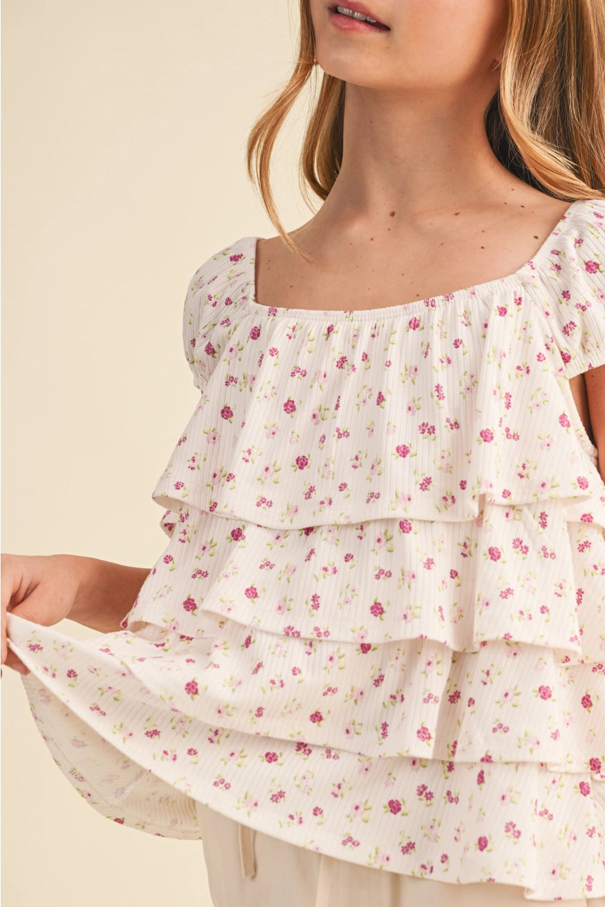 Tween Rosebud Ruffle Top
