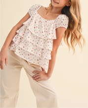 Tween Rosebud Ruffle Top