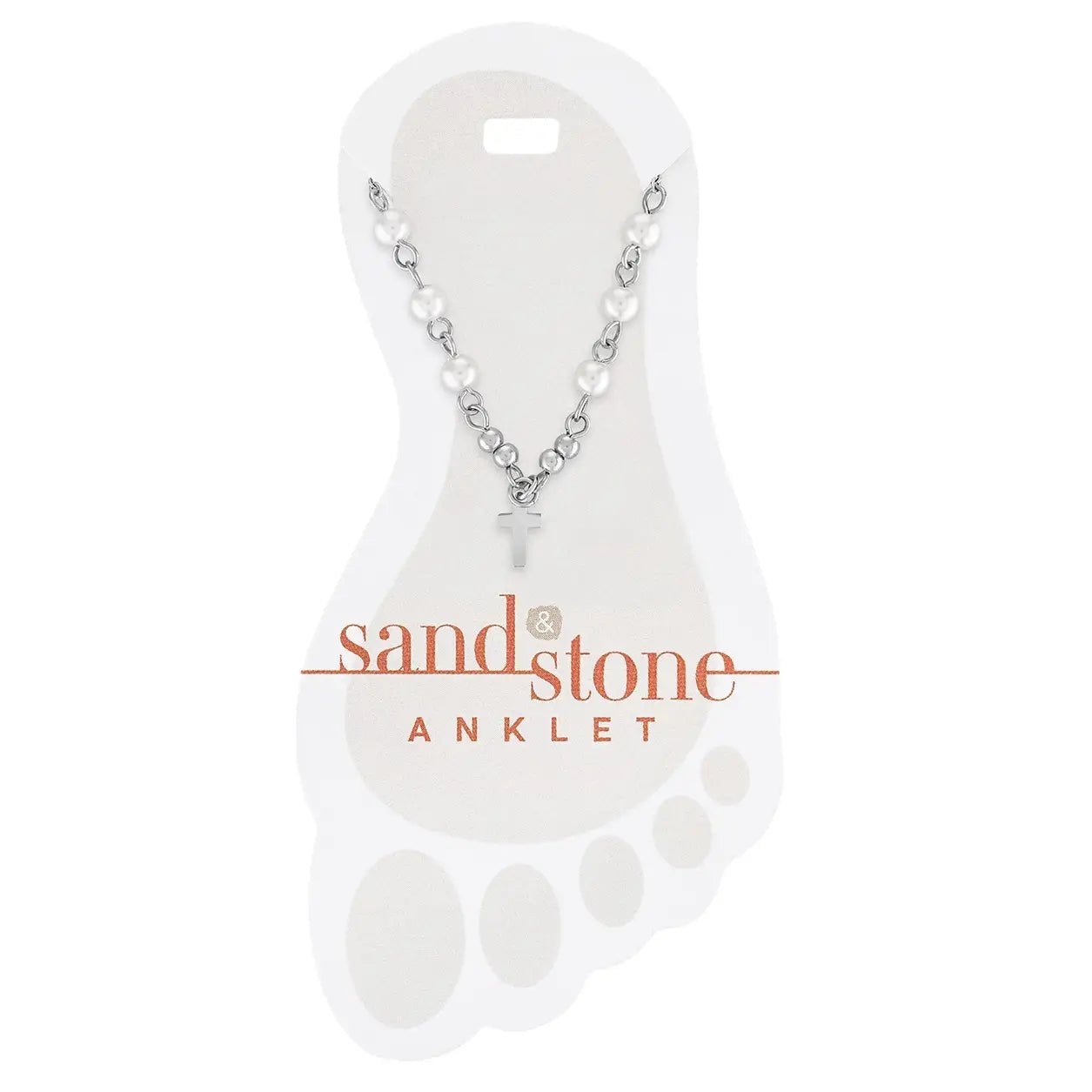 Sand & Stone Anklets: Silver Cross Dangle