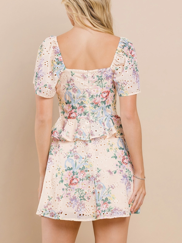 Floral Printed Eyelet Dress