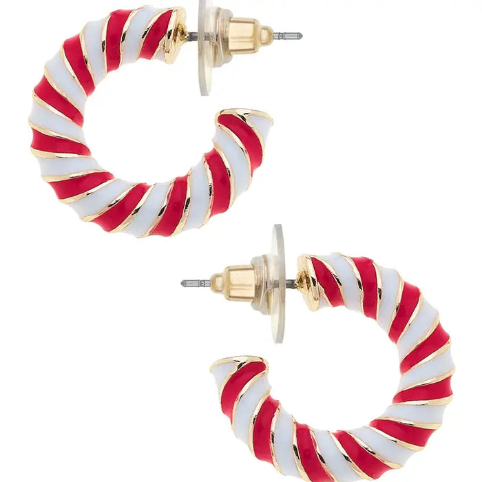 Twisted Candy Cane Hoop Earrings