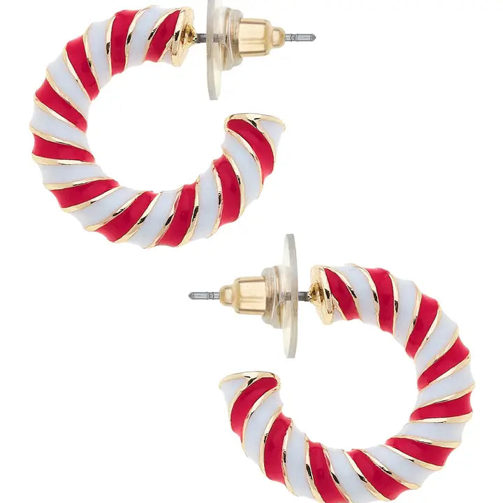 Twisted Candy Cane Hoop Earrings
