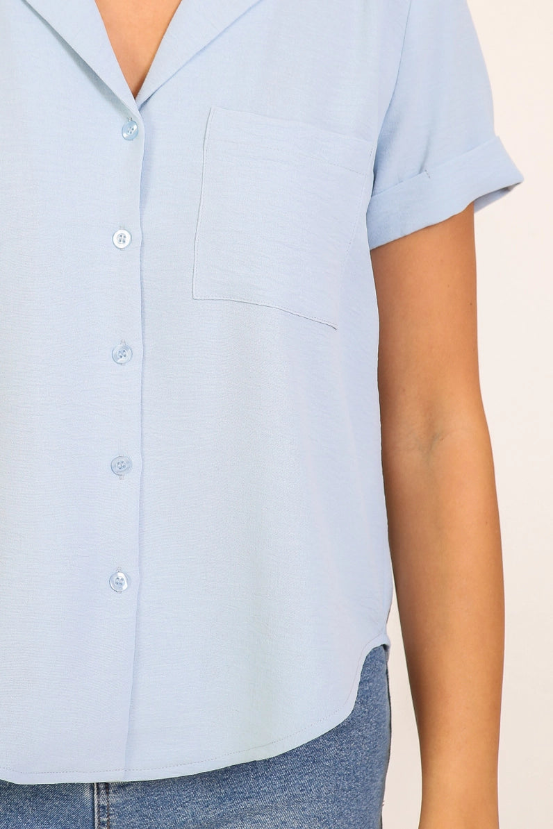 Brooklyn Button Blouse Blue