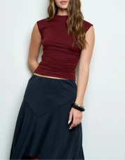 The Elle Ruched Top Oxblood