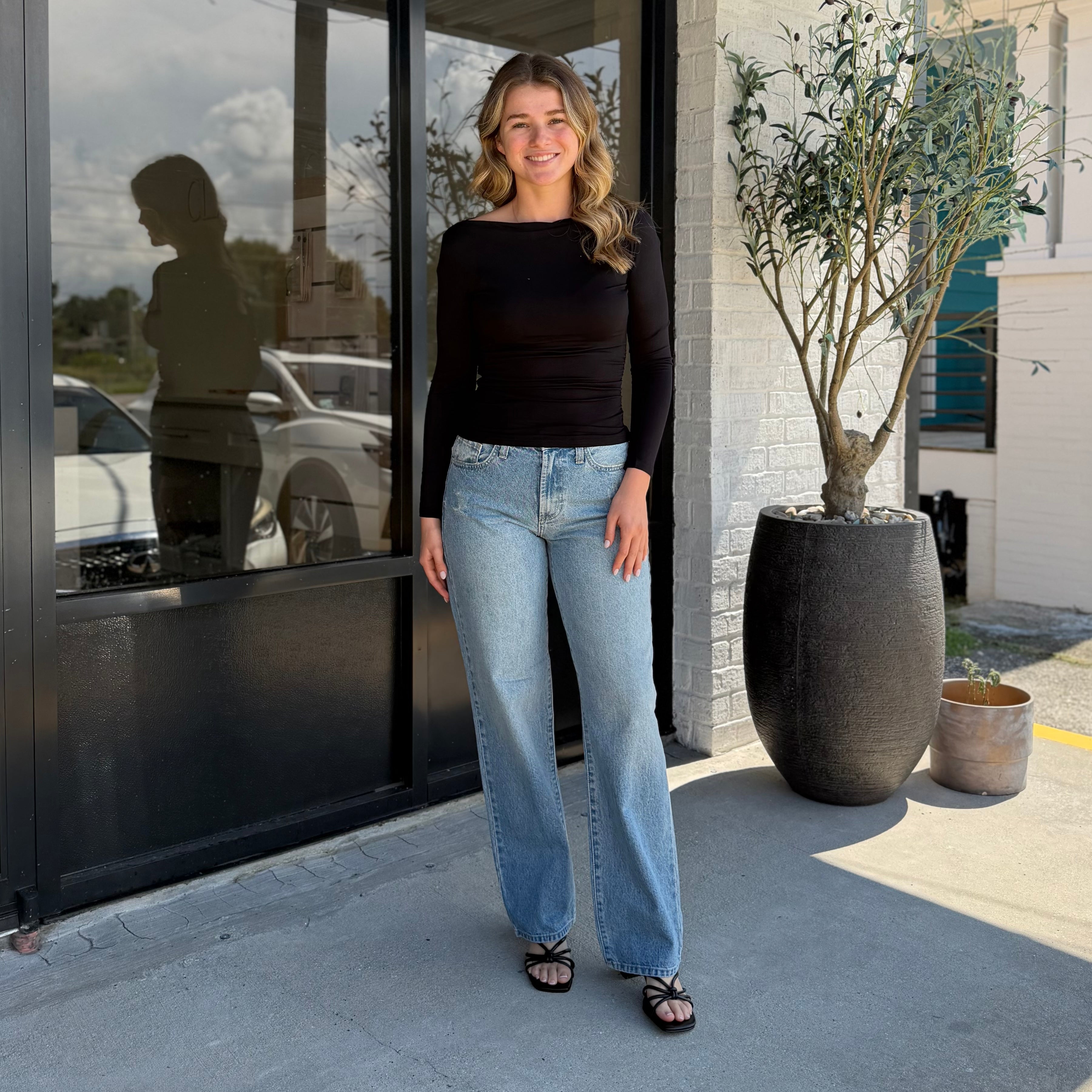 The Sloane Ruched Top Black