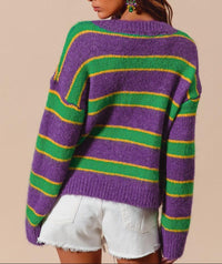 Mardi Gras Striped Cardigan