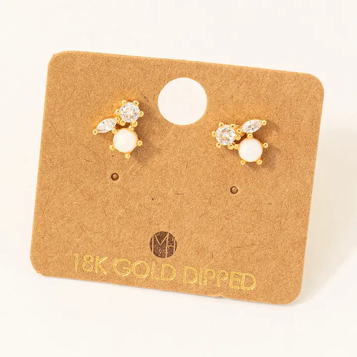 Mini Triple Rhinestone Stud Earrings