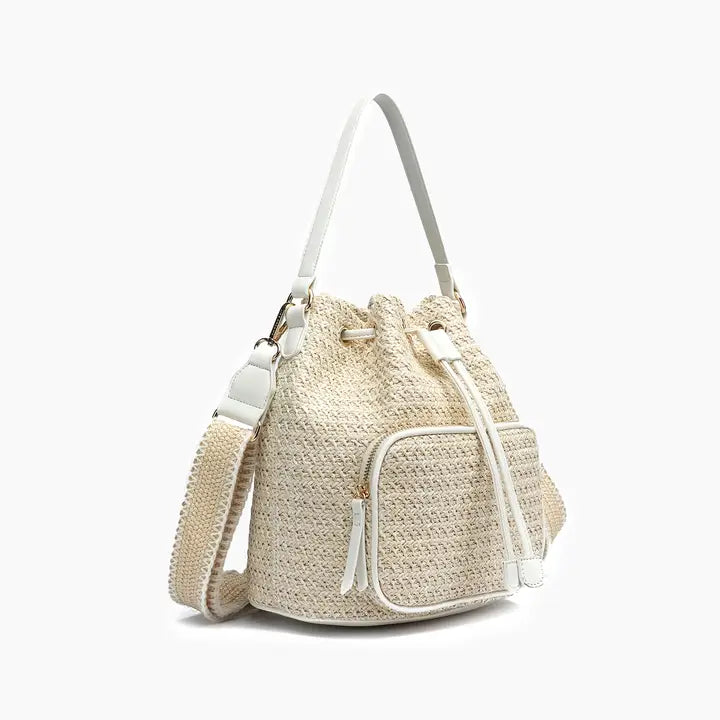 Harmony Straw Bucket Crossbody Bag