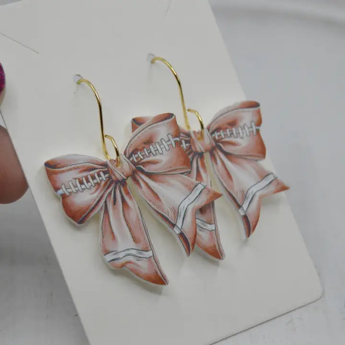 Football Bow Acrylic Earrings