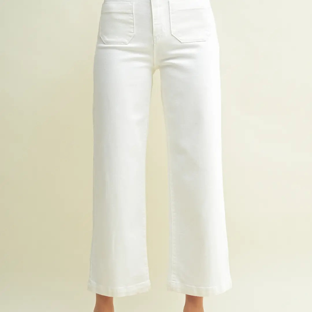 Meredith Wide Leg Off White Jeans