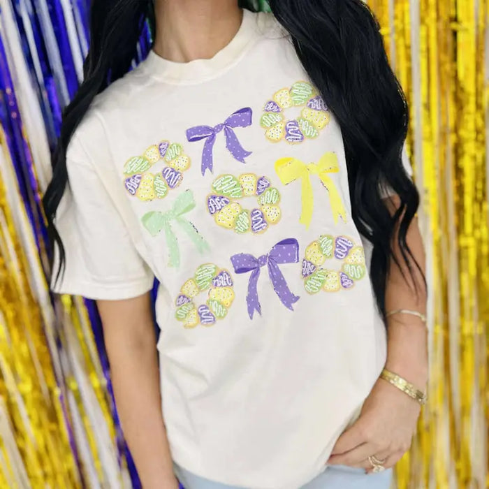 King Cake Bow Graphic Tee