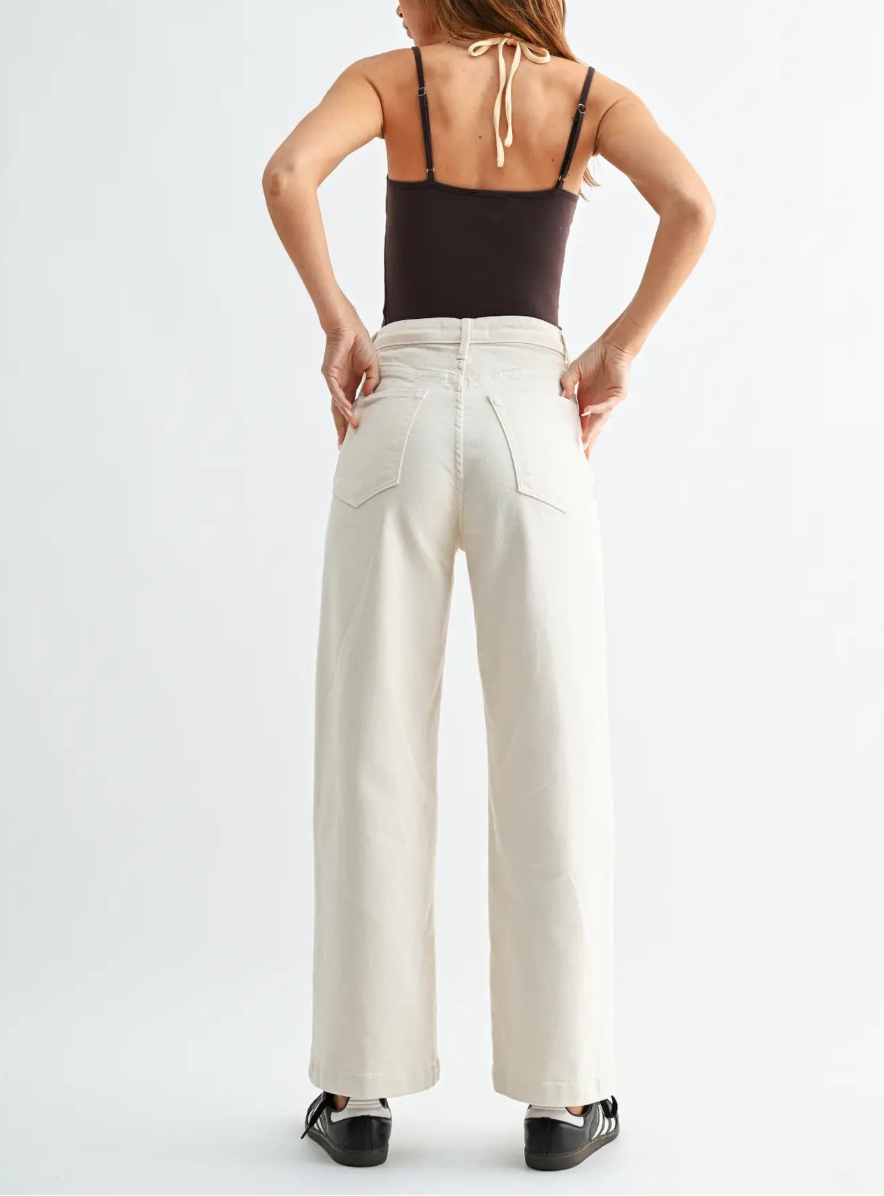 Meredith Wide Leg Cream Jeans