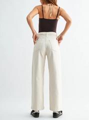 Meredith Wide Leg Cream Jeans