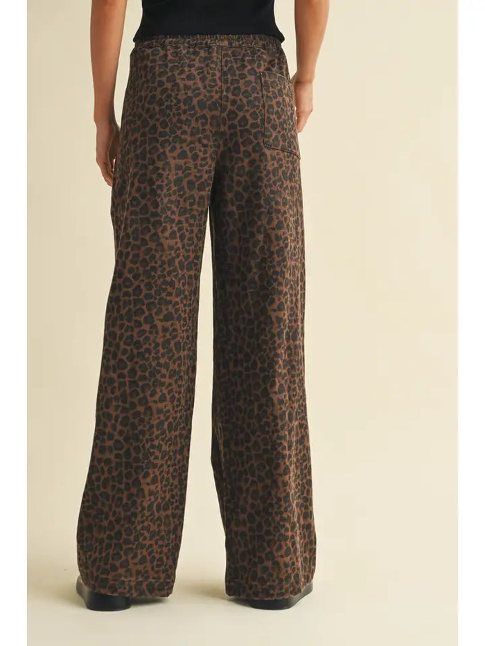 Lottie Leopard Wide Denim Pants