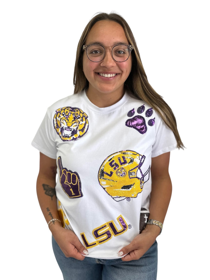 LSU Scattered Logo Tee