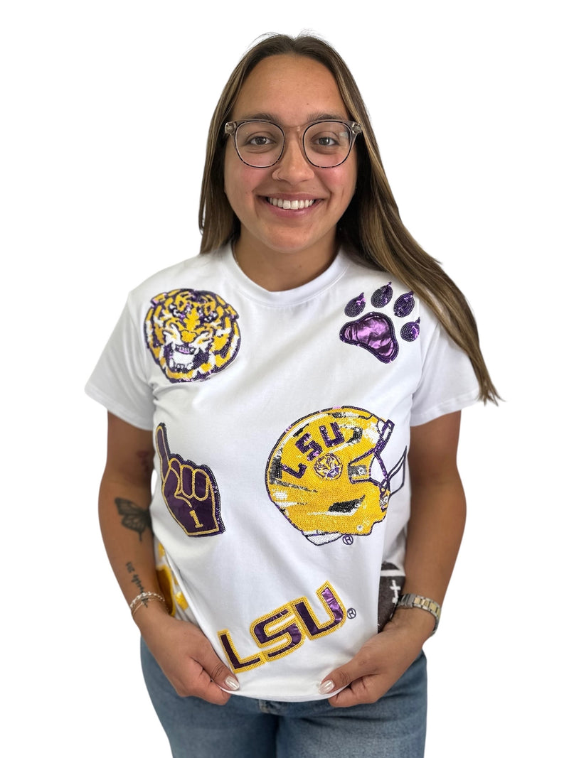 LSU Scattered Logo Tee