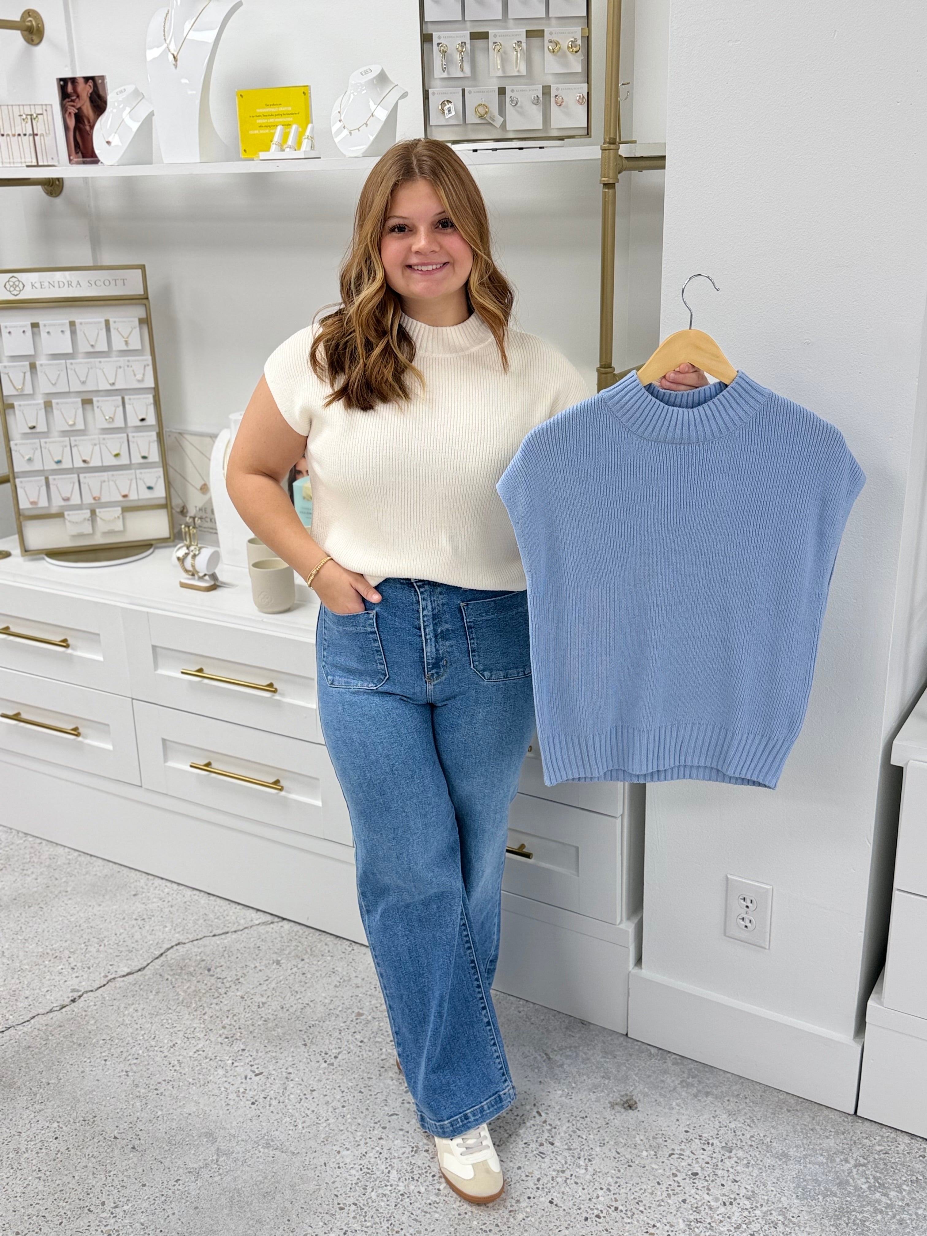 The Cloud Mock Neck Top Cream