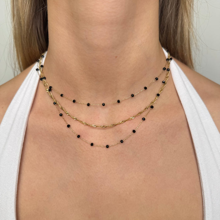 Black & Gold Layered Bead Necklace