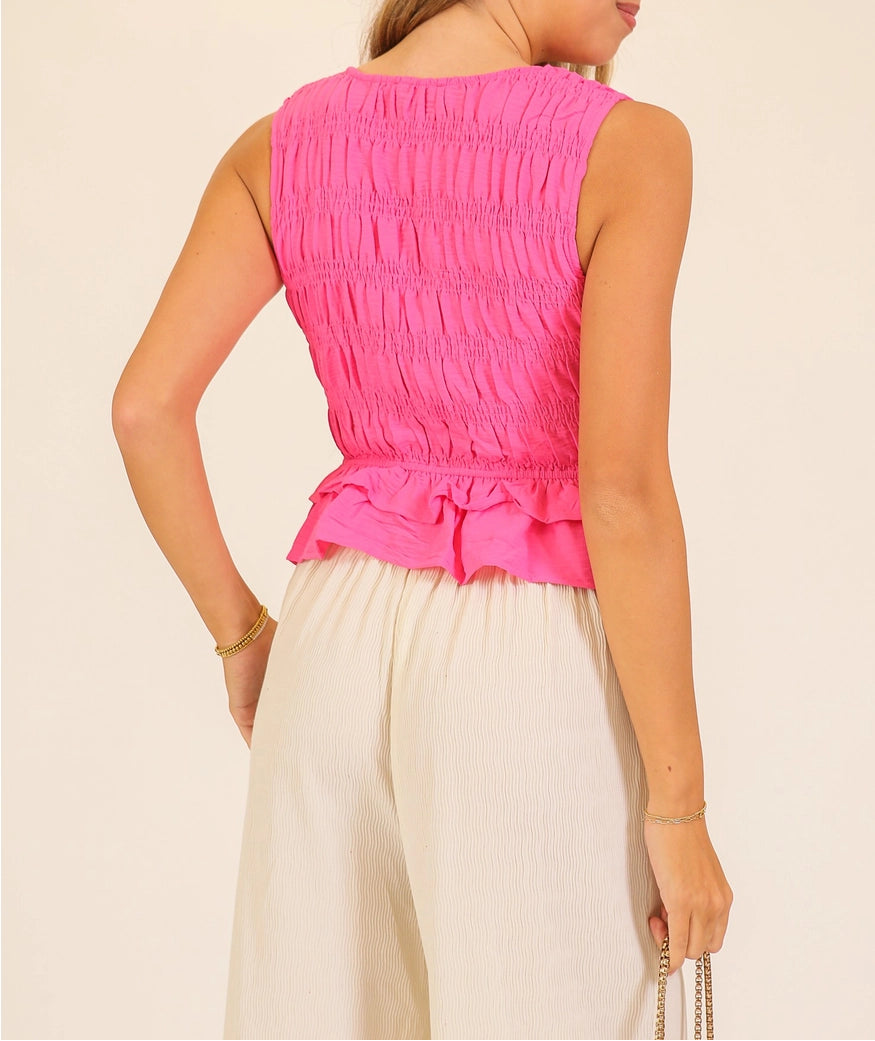 Sweet Escape Peplum Top Pink