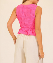 Sweet Escape Peplum Top Pink