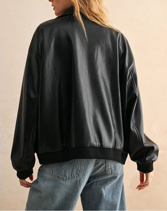 Valentina Pleather Bomber Jacket