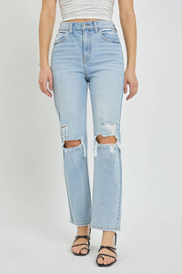 Distressed HR Straight Denim Jean