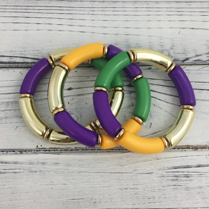 Mardi Gras Stretch Bracelet Set