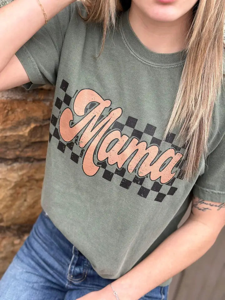 Retro Checkered Mama Graphic Tee