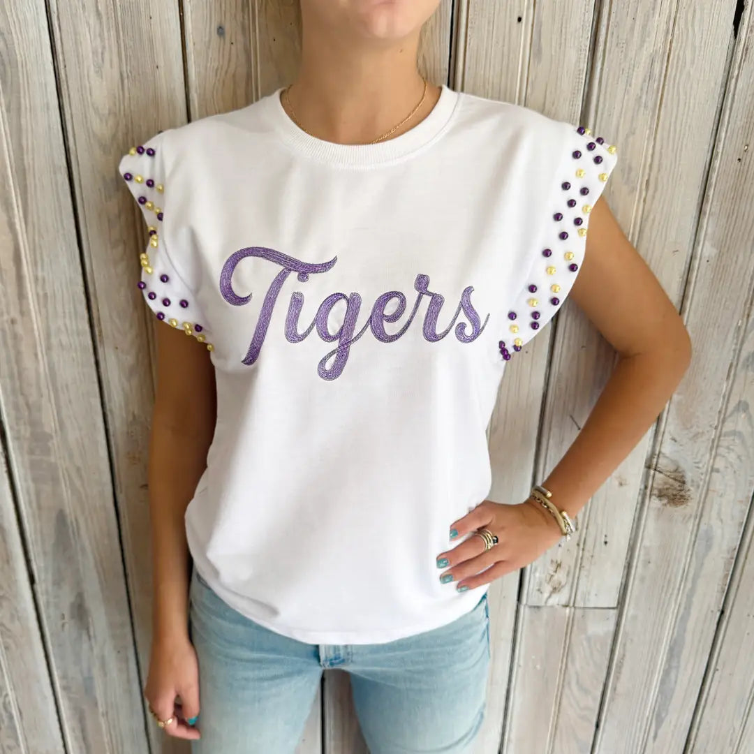 Pearl Tigers Flutter Sleeve Top