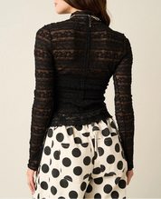 Everly Lace Mock Neck Top Black