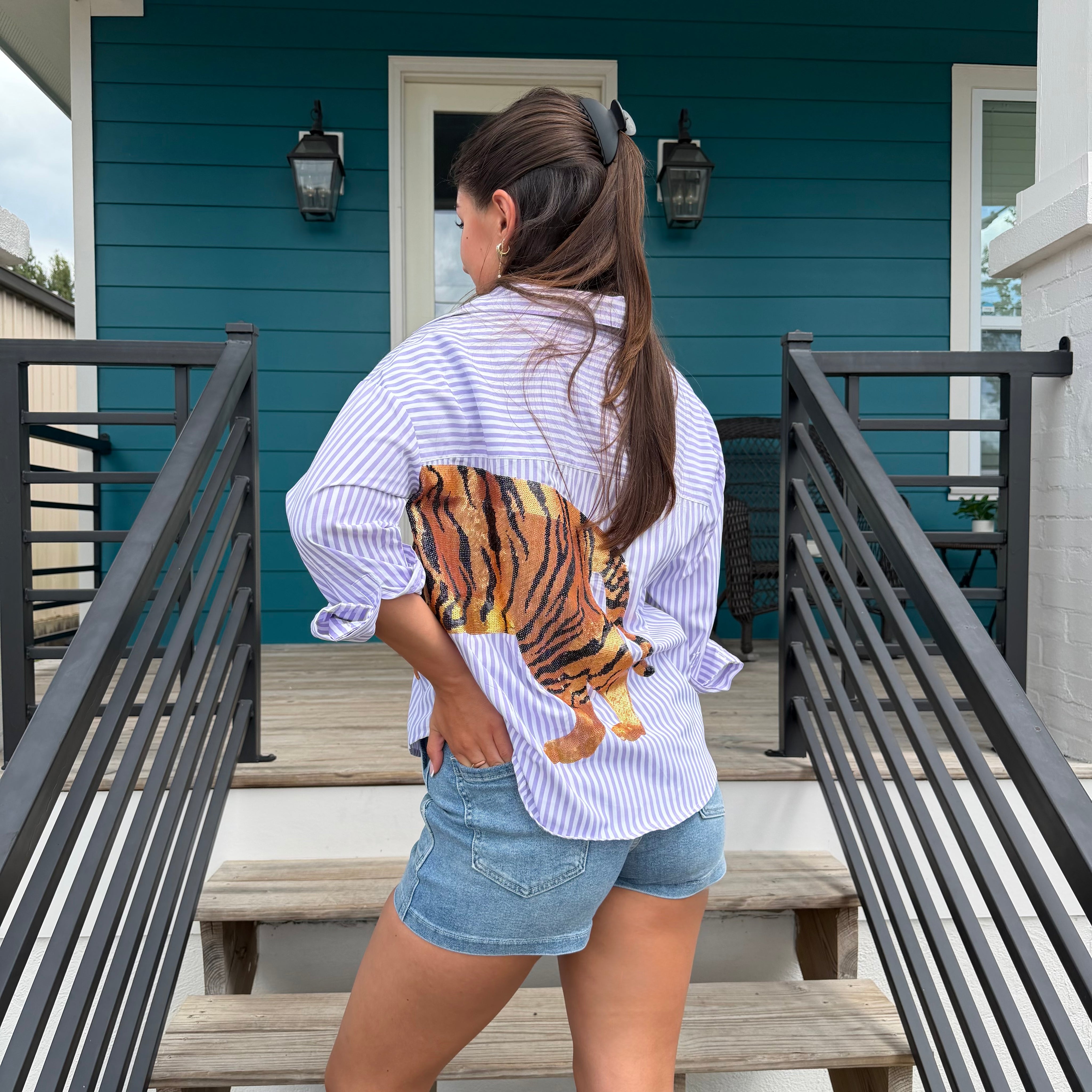 Tiger Stripe Button Down