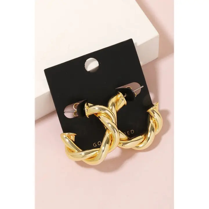 Gold Dipped Twisted Hoop Earrings