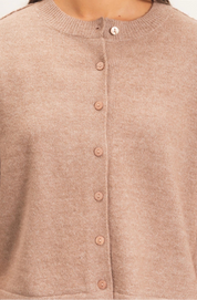 The Effortless Button Cardigan Taupe