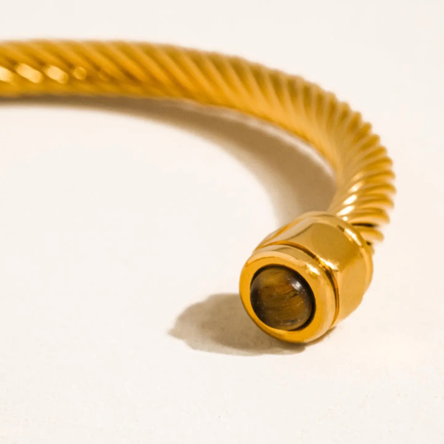 Vail Brown Stone Braided Bangle