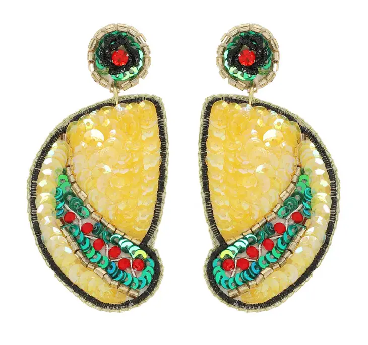 Cinco De Mayo Hard Shell Taco Beaded Earring