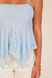 Sweet Peony Lace Top Blue