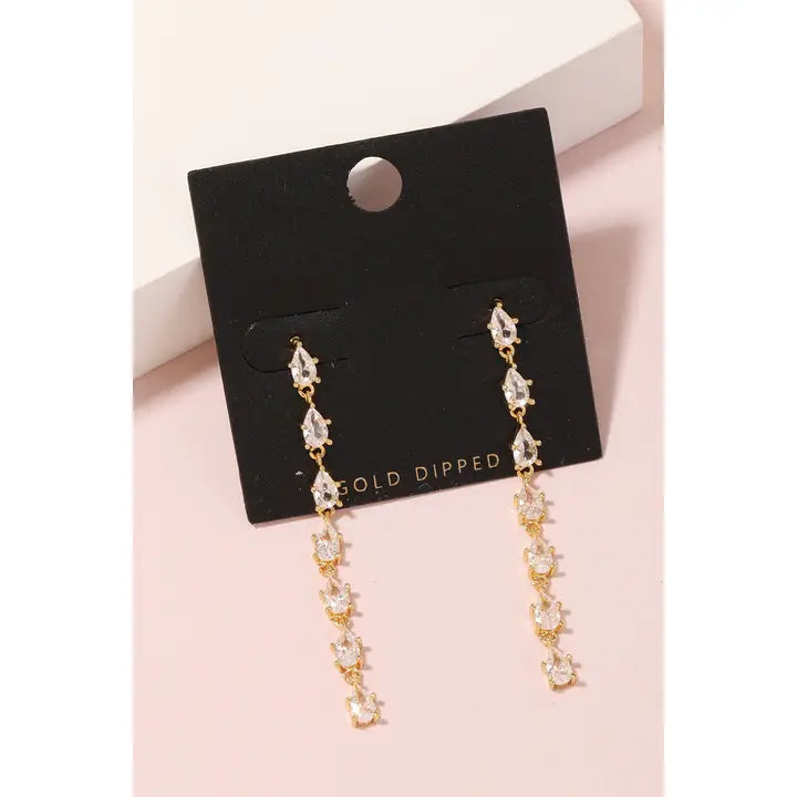 Gold Dipped Rhinestone Drop Earrings