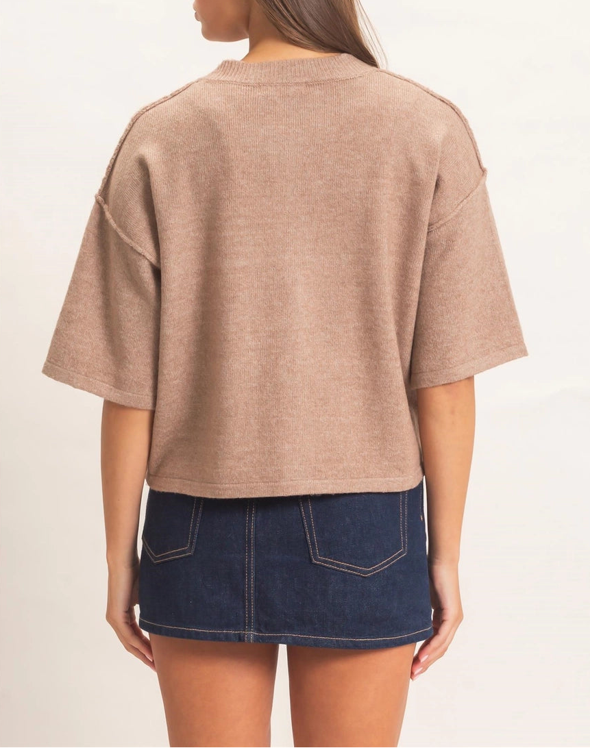 The Effortless Button Cardigan Taupe