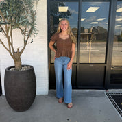 The Savannah Smocked Top Brown