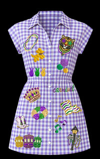 Mardi Gras Gingham Patch Dress