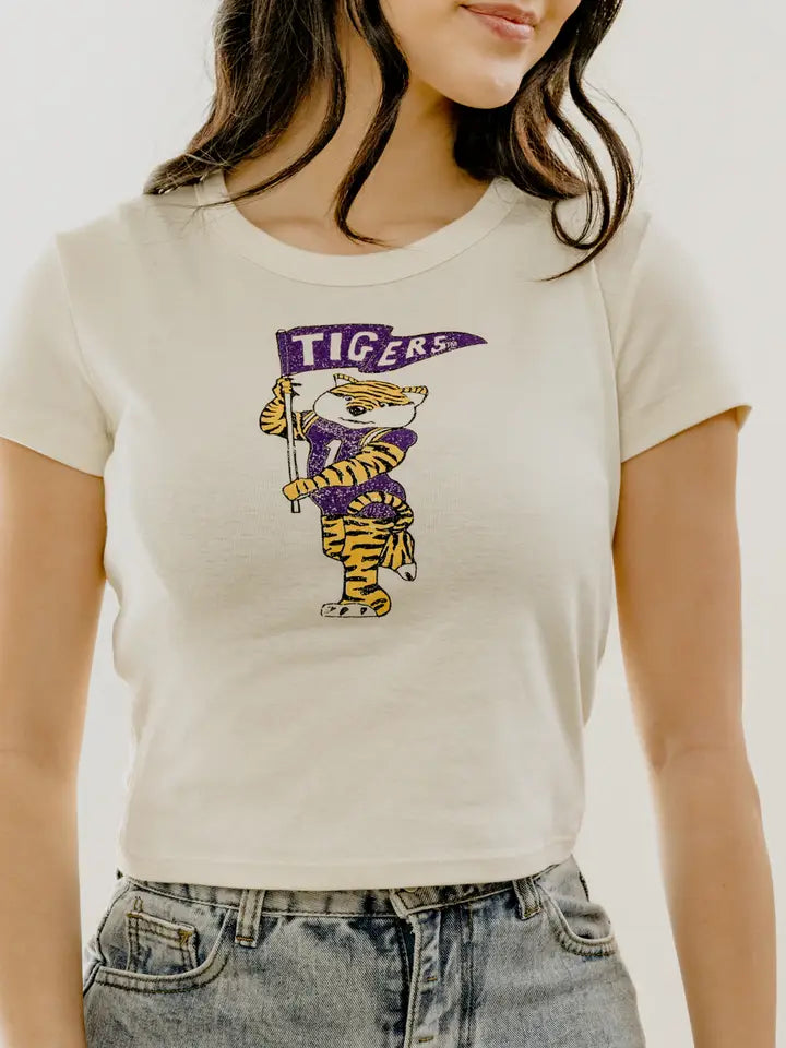 Tigers Mascot Micro Cropped Tee