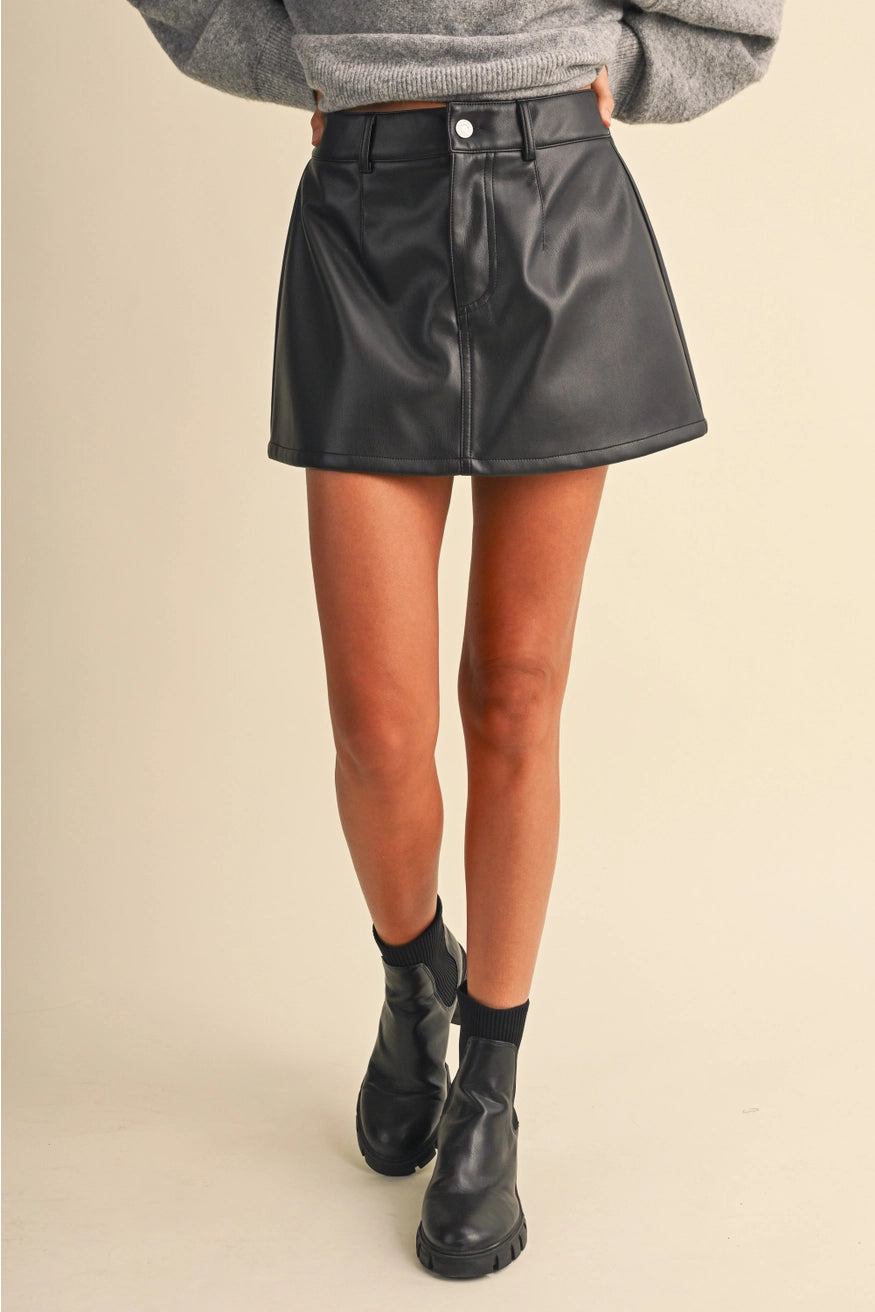 The Uptown Leather Skort