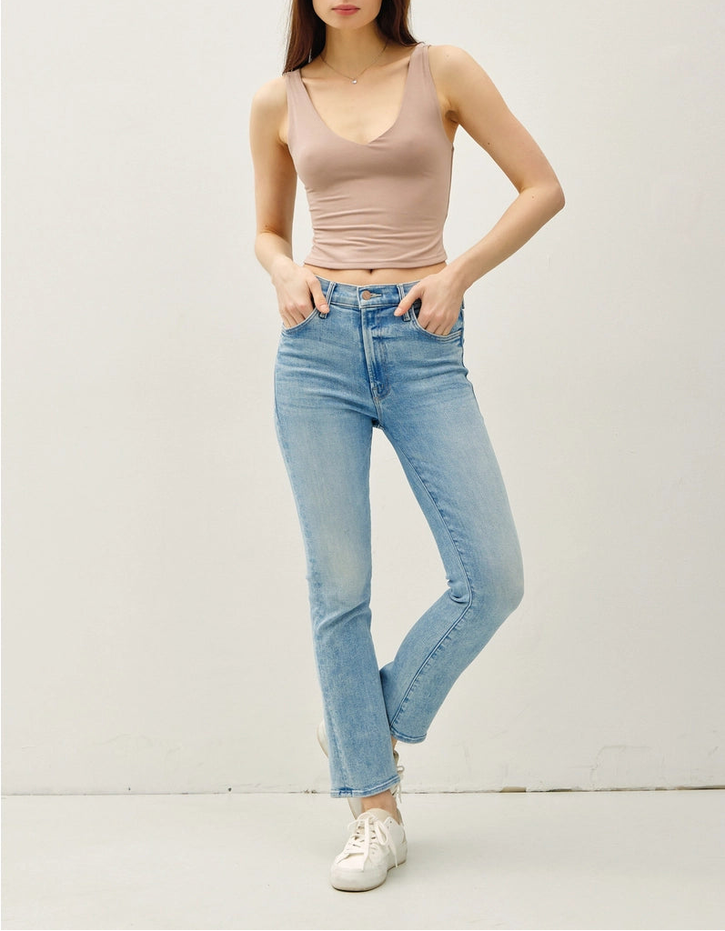 Refined V Crop Tank Taupe