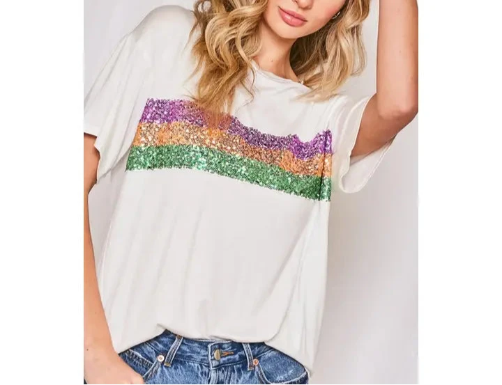 Mardi Gras Sequin Stripe Top