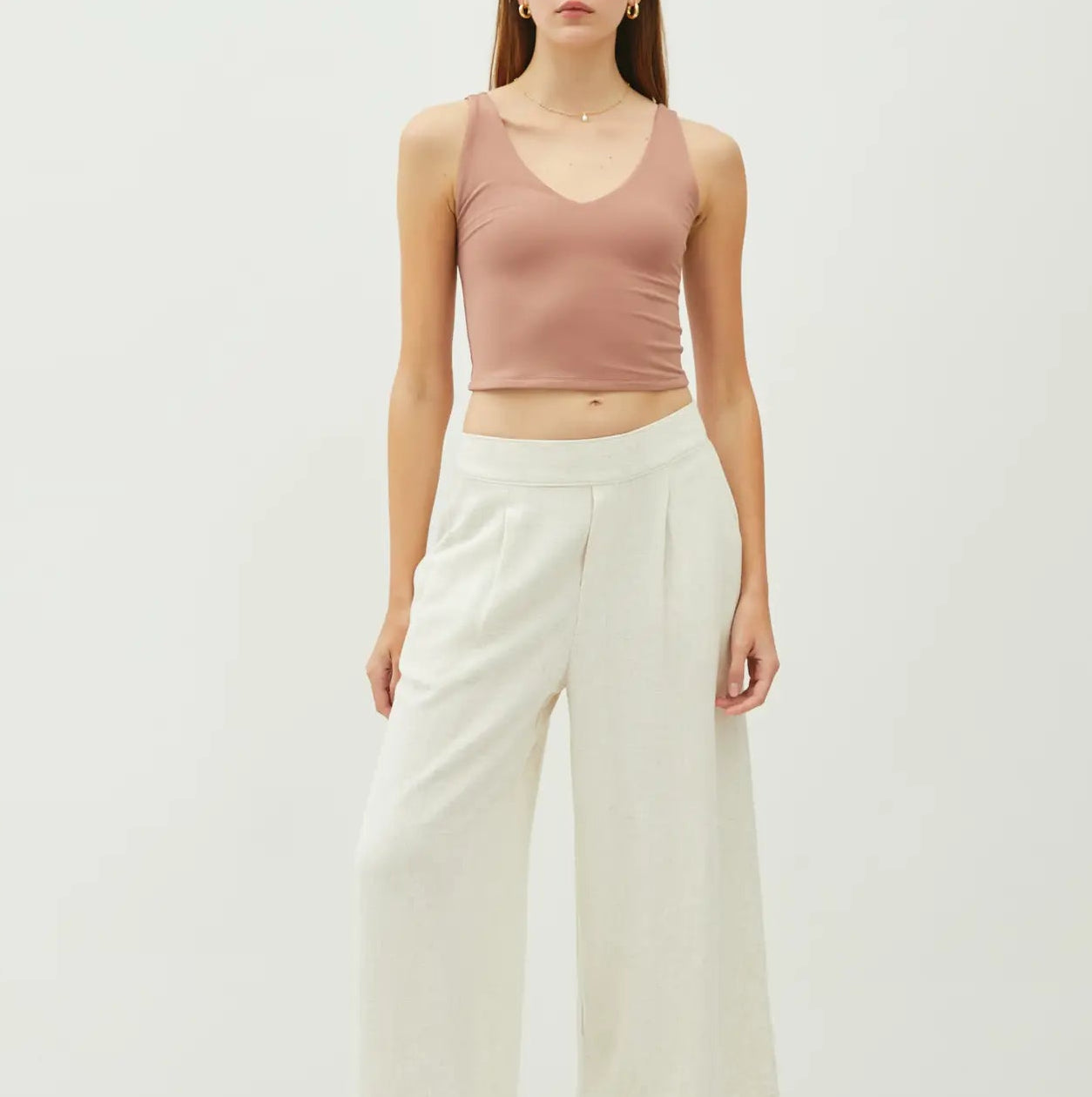 Refined V Crop Tank Top Mocha