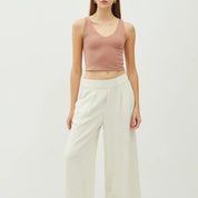Refined V Crop Tank Top Mocha