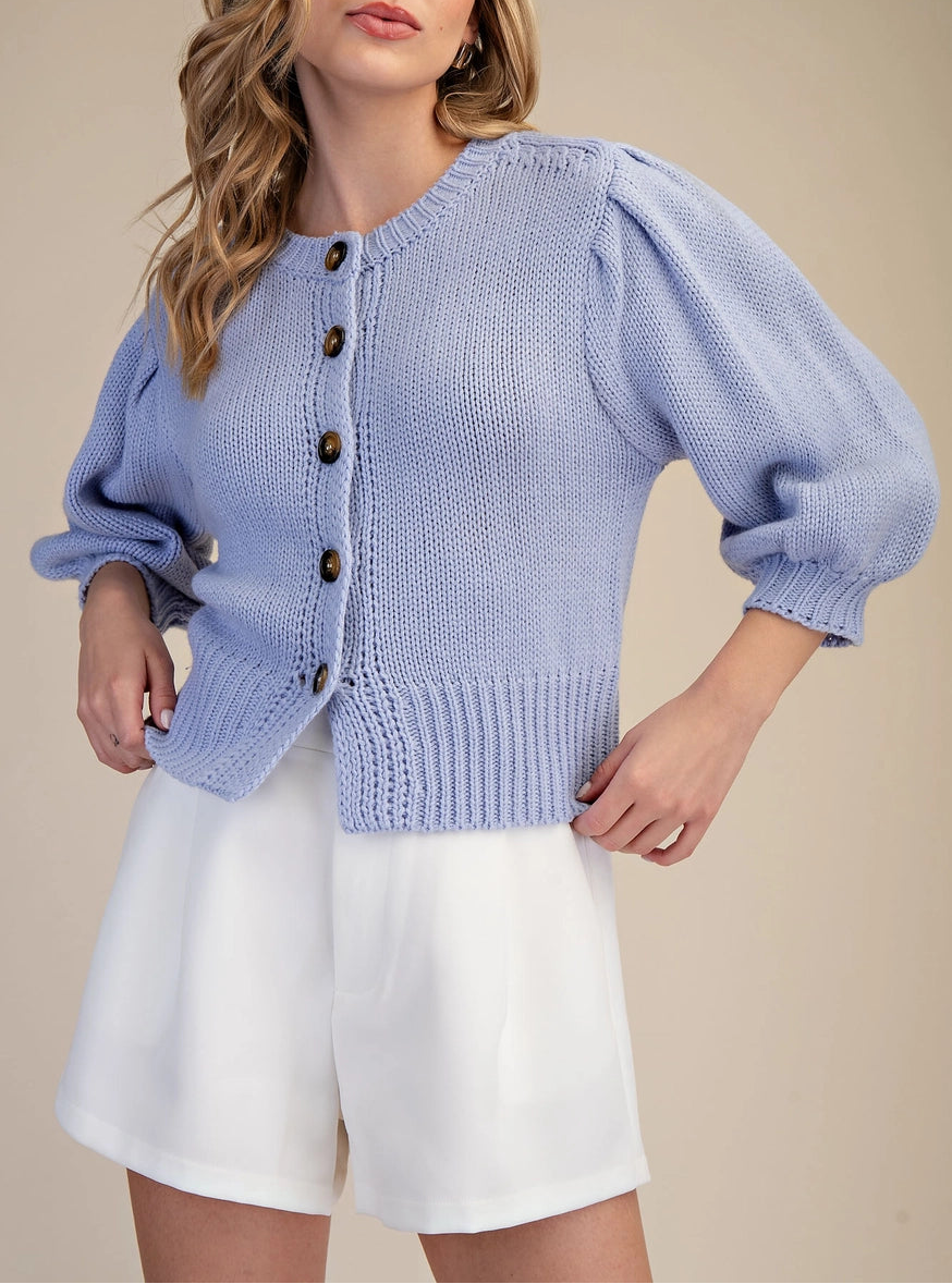 Sweet Bloom Sweater Top Blue